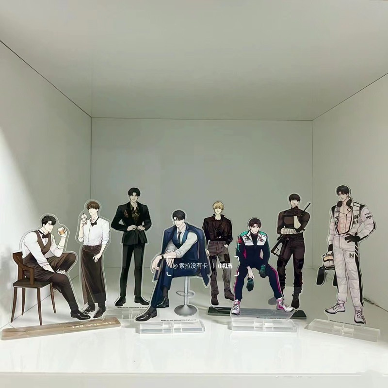 เกาหลี BL Manhwa Payback อะนิเมะขาตั้งอะคริลิค Yoon Jay Lee Yoohan อุปกรณ์แสดงผลเดสก์ท็อปเครื่องประด
