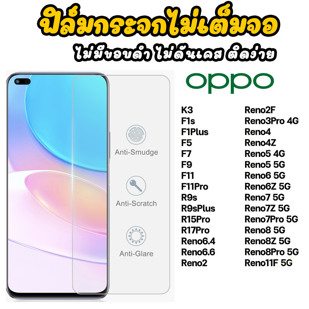 🔥 ฟิล์มกระจก ใส ไม่เต็มจอ1แถม1 ไร้ขอบดำ For OPPO Reno11F Reno8 Reno8Z Reno8Pro Reno7 Reno7Z Reno7Pro Reno6Z Reno5
