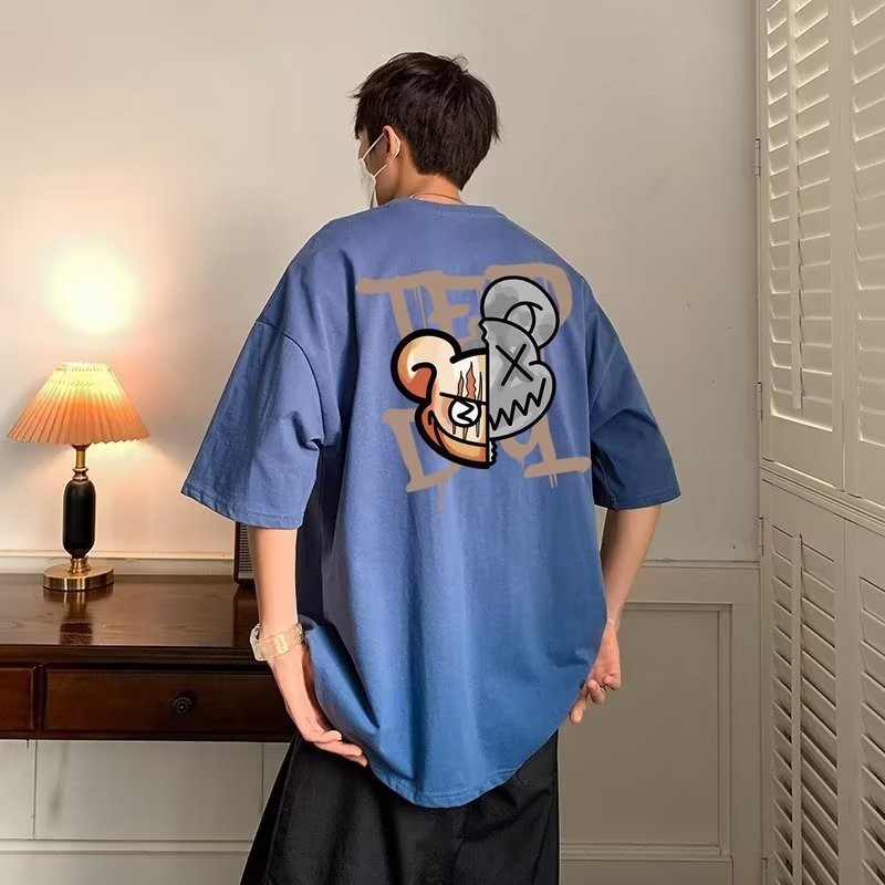 【M-8XL 】เสื้อยืดแขนสั้นลําลอง ทรงหลวม พิมพ์ลาย โอเวอร์ไซซ์ สไตล์อเมริกัน สตรีท แฟชั่นสําหรับผู้ชาย
