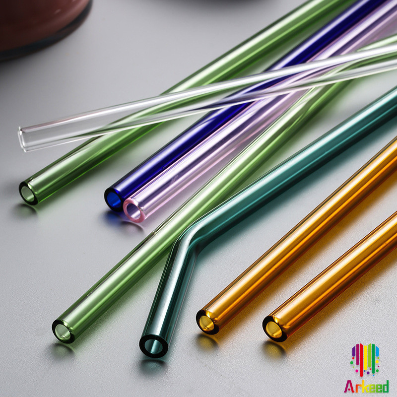Arkeed หลอดแก้วสําหรับเครื่องดื่ม ทนต่ออุณหภูมิสูง Straw
