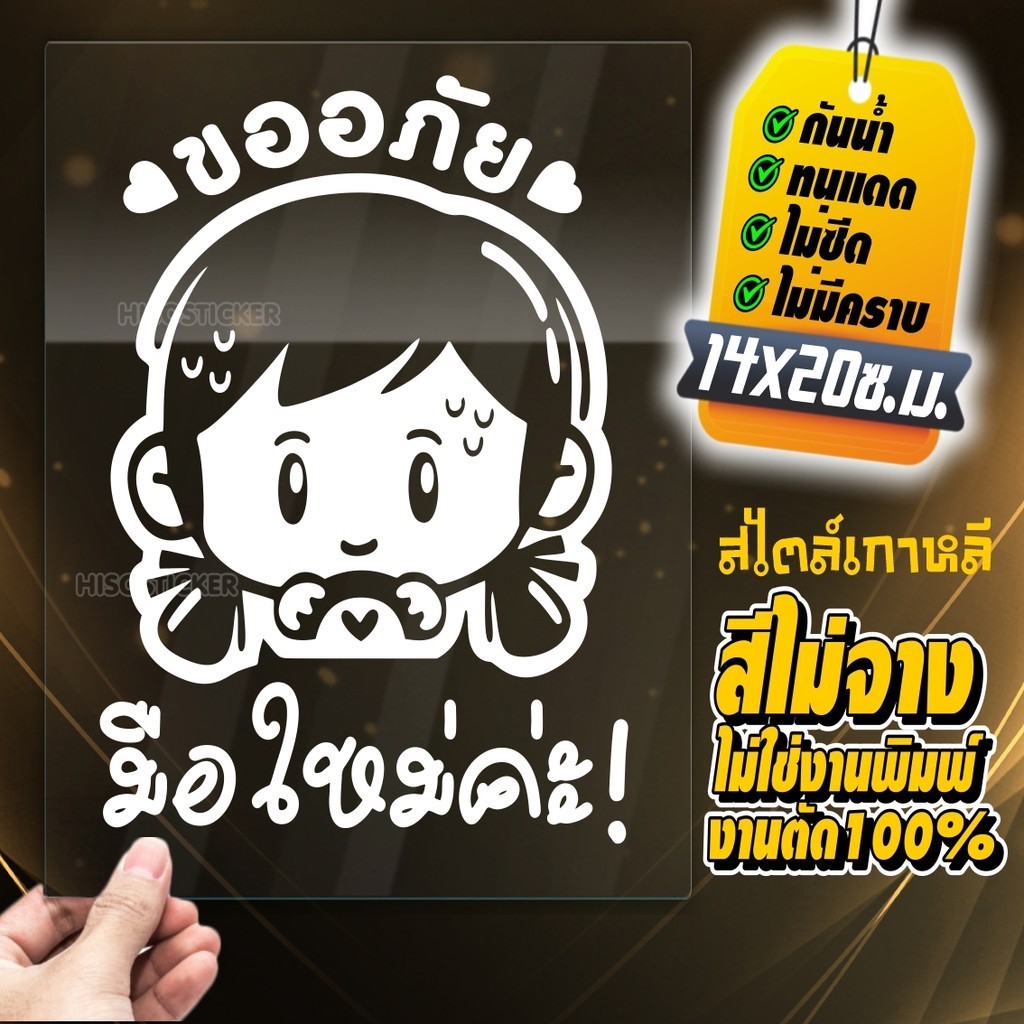 สติ๊กเกอร์มือใหม่หัดขับ สะท้อนแสง ลายผู้หญิงขับรถน่ารัก ขนาด 14x20 ซม.