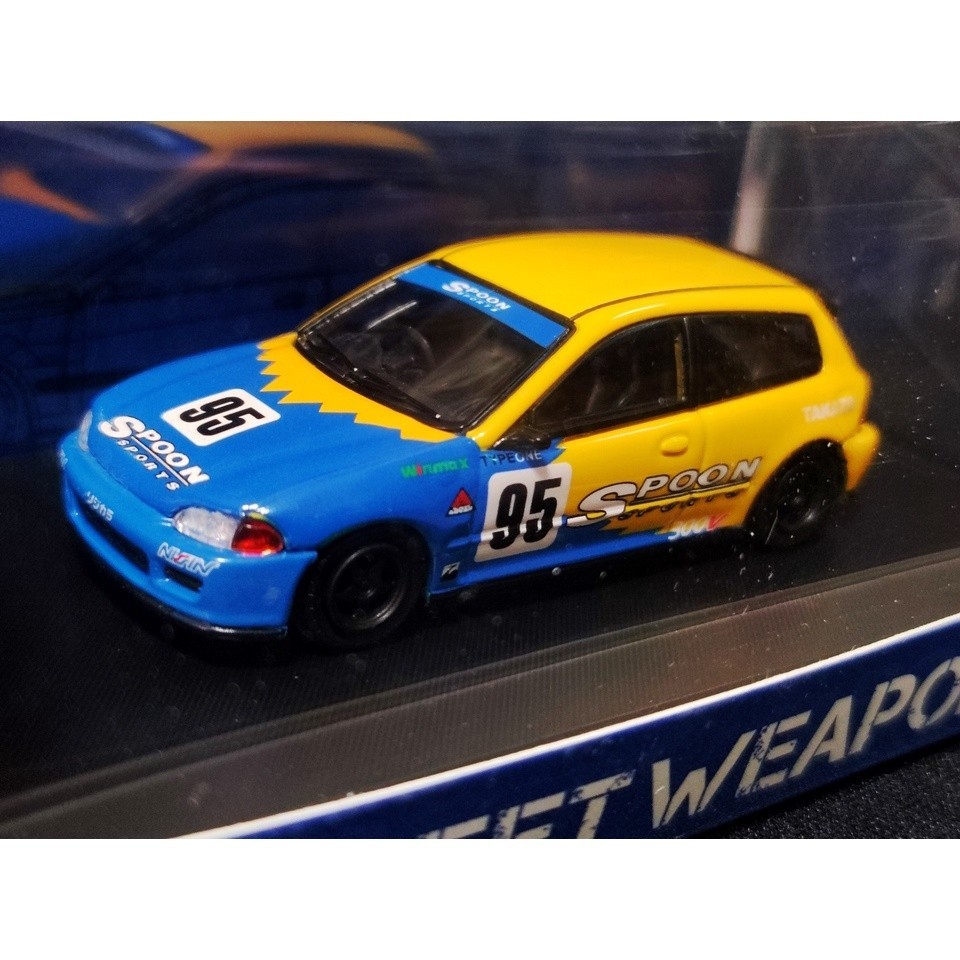 โมเดลเหล็ก โมเดลรถ3d Honda civic 3door spoon 1/64 โมเดลรถ Honda civic EG6 spoon 1:64 โมเดลรถของขวัญ 