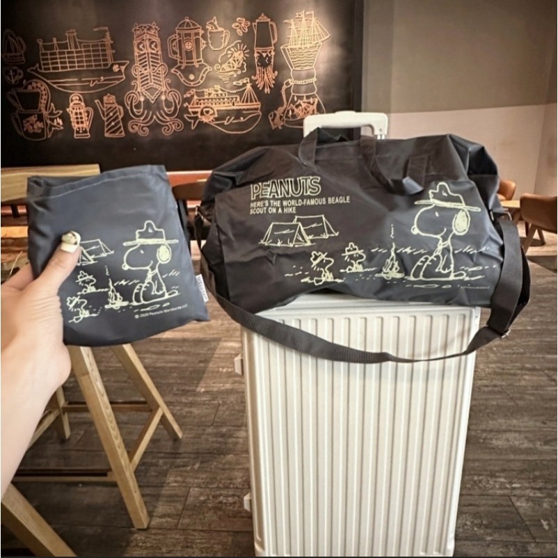 กระเป๋าสะพายไหล่ ขนาดใหญ่ จุของได้เยอะ ลายการ์ตูน Snoopy แบบพับได้ สไตล์ญี่ปุ่น สําหรับตั้งแคมป์ เดินทาง