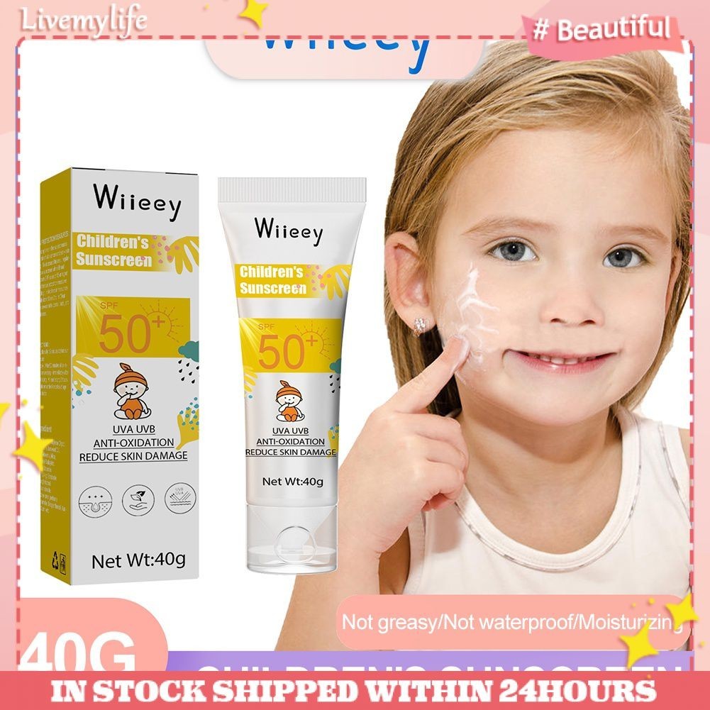 ครีมกันแดดเด็ก SPF50 +/ 40 โลชั่นทาตัว ไม่ระคายเคือง กลางแจ้ง ป้องกันรังสียูวี สดชื่น ปราศจากน้ํามัน ให้ความชุ่มชื้น