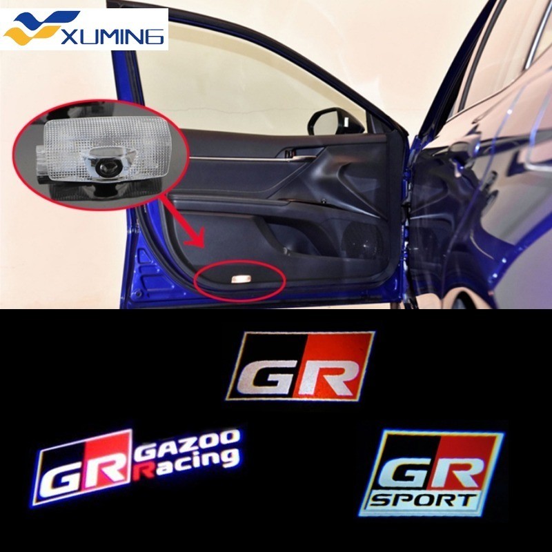 Xm-2 ชิ้น GR Sport Courtesy Welcome Light ไฟเตือนประตูรถ สําหรับ Toyota Vios Yaris Harrier Corolla Cross CHR Rush Avanza GR Sport Racing Projector Lamp