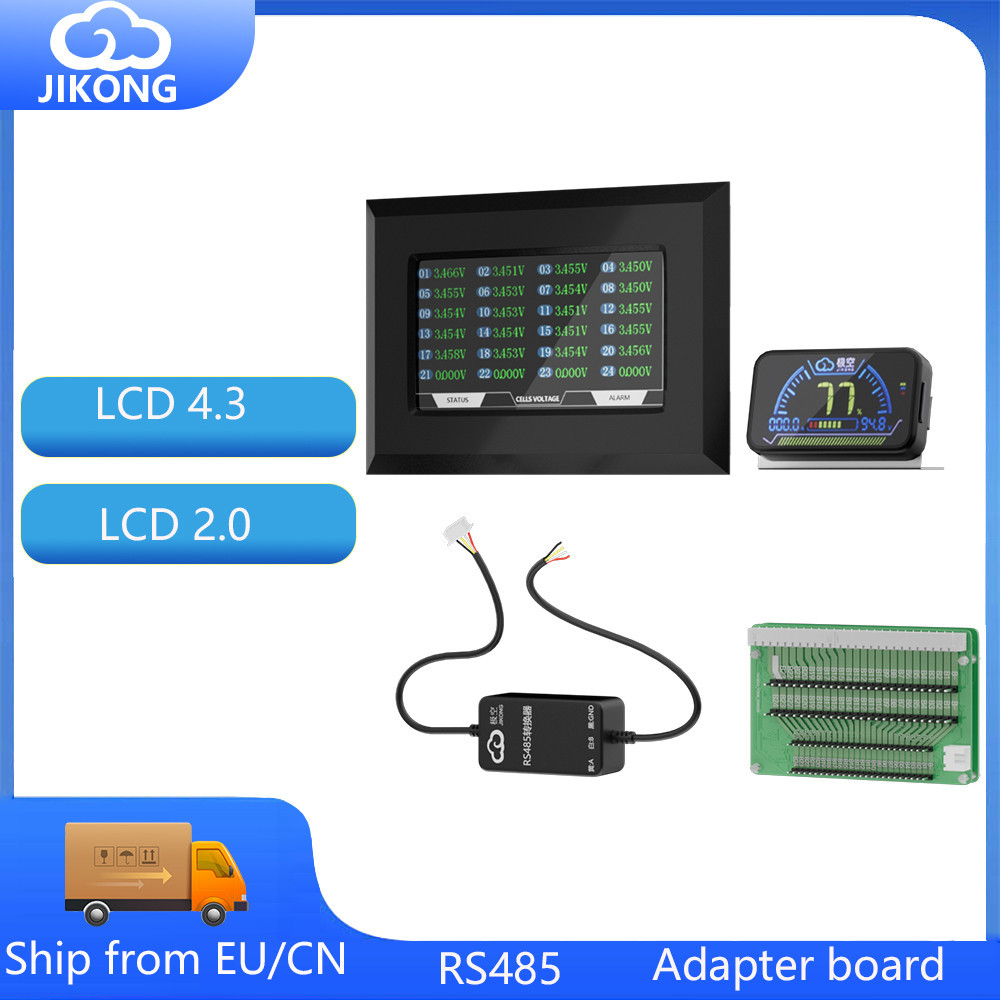QSJZHY JIKONG BMS Accessorie RS485 Swith 4.3 นิ้ว LCD 2 นิ้วสายอะแดปเตอร์ LCD JK BMS อะไหล่
