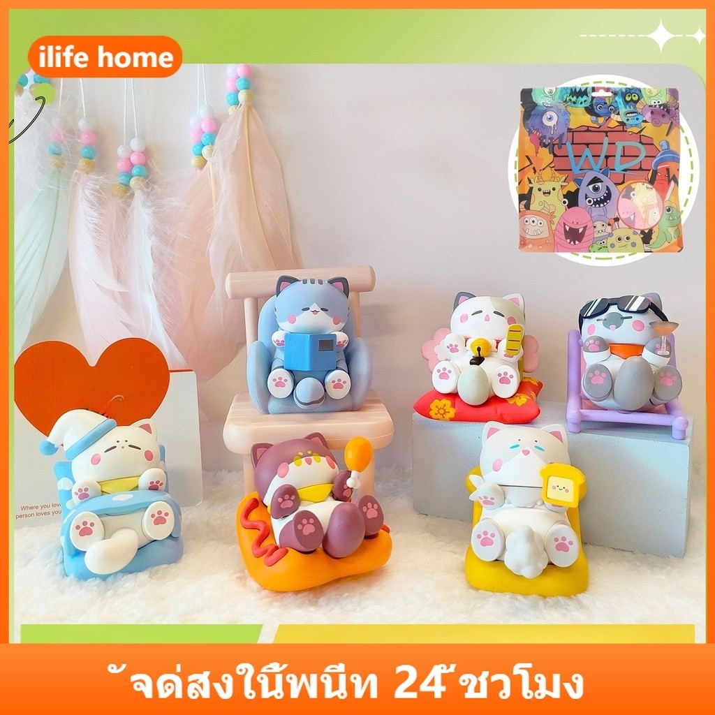 จัดส่งจากประเทศไทย โมเดลตุ๊กตาแมวน่ารัก PVC ขนาดเล็ก สําหรับตกแต่งโต๊ะ เค้ก 6 ชิ้น ต่อชุด