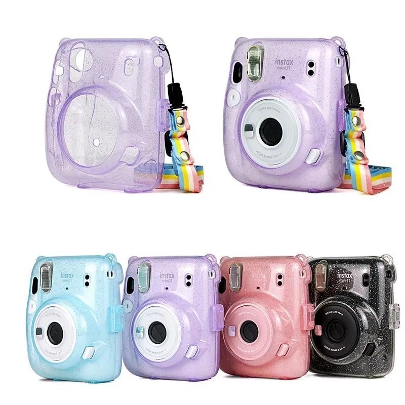 Instax Mini 11 คริสตัลโปร่งใสสีป้องกันกรณีฝาปิดกระเป๋า Fuji Fuji Fujifilm Instant กระเป๋ากล้อง Insta