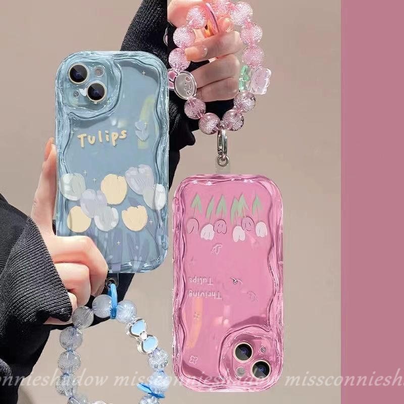 เคสโทรศัพท์มือถือ ลายภาพวาดสีน้ํามัน รูปดอกทิวลิป เมฆ พร้อมสายคล้องมือ สําหรับ Samsung A05 A32 A34 A11 A04 A24 A05s A14 A52 A12 A13 A04s A03s A30s A51 A23 A50s A52s A04E A31 A30 A50 A54 A20s A53 A21s A10s A02s