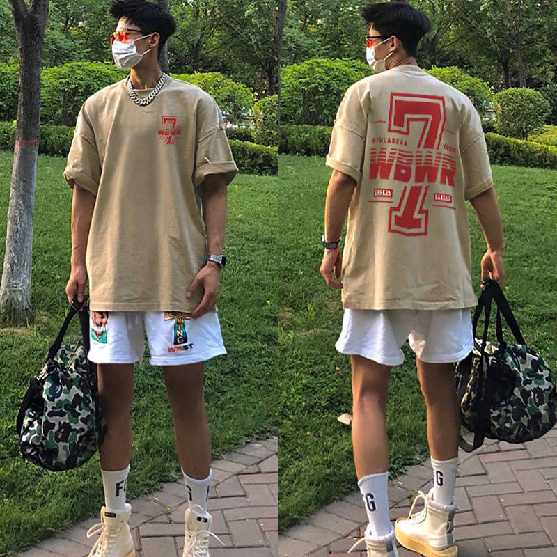 เสื้อยืดแขนสั้นลําลอง ผ้าฝ้ายแท้ พิมพ์ลายตัวอักษร ทรงหลวม สไตล์ฮิปฮอป สตรีท สําหรับผู้ชาย