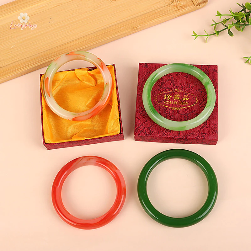 Luckybabys> หยกแท้ หยกธรรมชาติ สีเขียว หยก กําไลข้อมือ สําหรับผู้หญิง ของขวัญ แฟน ใหม่