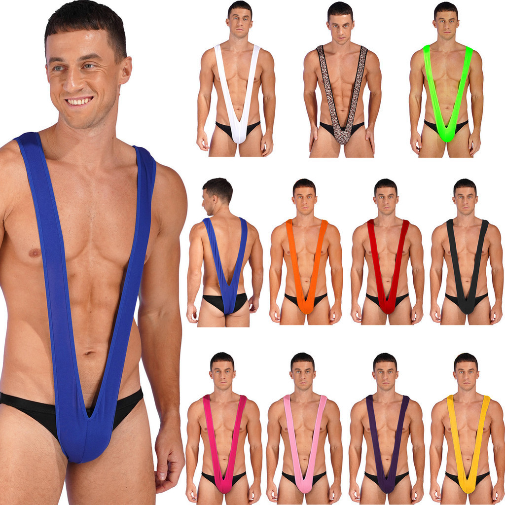 Kvysinly Mens Deep V คอ Monokini ชุดว่ายน้ําชิ้นเดียวชุดว่ายน้ําสีทึบบอดี้สูท Mankini ชุดว่ายน้ํา