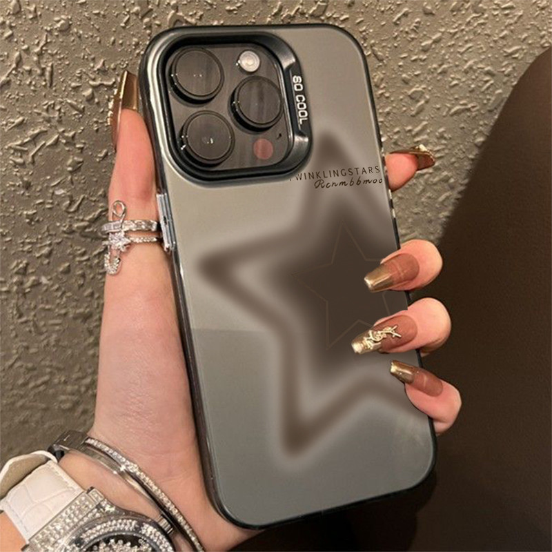 เคสโทรศัพท์มือถือแบบแข็ง ผิวด้าน กันกระแทก ลายดาวห้าแฉก สีชมพู หรูหรา สําหรับ Samsung A54 A14 A34 A15 A55 A35 A05 A05S A13 A23 A33 A53 A73 A52 A52S