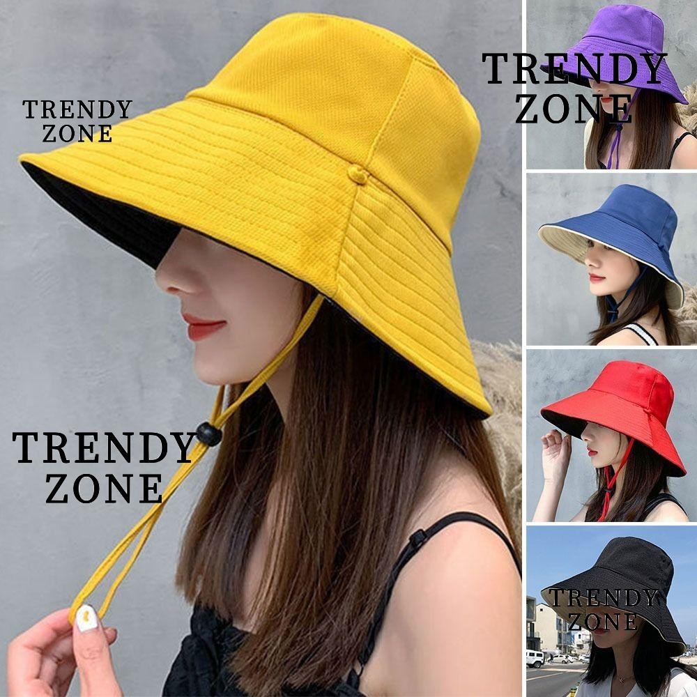 Trendyzone หมวกบักเก็ต ป้องกันรังสียูวี สองด้าน แฟชั่นฤดูใบไม้ผลิ ฤดูร้อน
