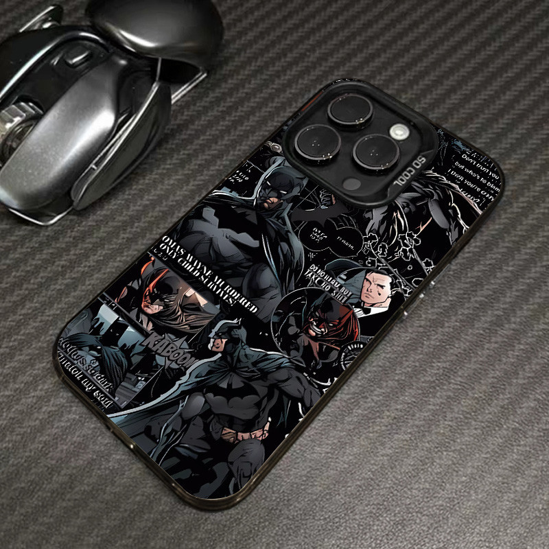 เคสโทรศัพท์มือถือ TPU แข็ง กันกระแทก ลายแบทแมน สีดํา สําหรับ IPhone 11 13 12 14 15 Pro MAX XR X XS MAX