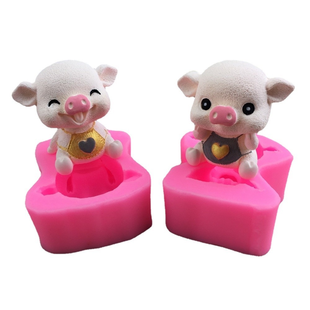 แม่พิมพ์ซิลิโคน รูปหมูน่ารัก 3D แฮนด์เมด สําหรับตกแต่งเค้ก มูส เบเกอรี่