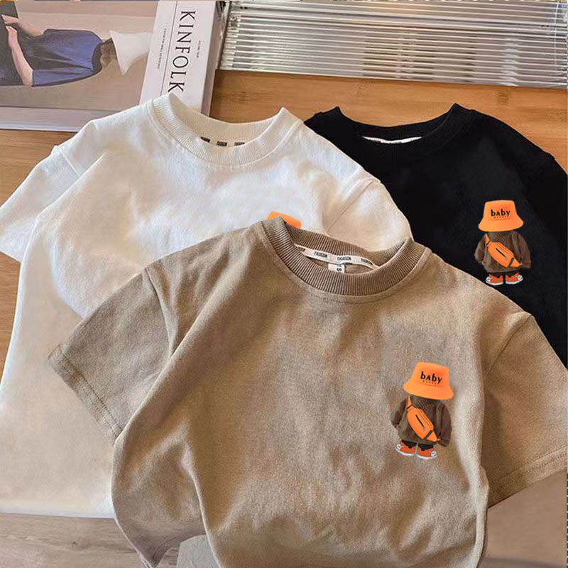 [เสื้อยืดเด็ก] เสื้อยืดแขนสั้น คอกลม ผ้าฝ้าย 100% พิมพ์ลายหมี แฟชั่นฤดูร้อน สําหรับเด็กผู้ชาย และเด็กผู้หญิง (10-37 กก.) - รูปที่ 3