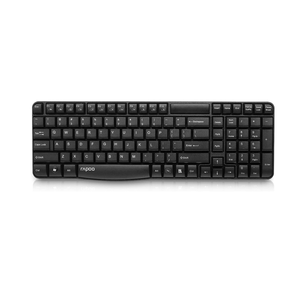 RAPOO E1050 WIRELESS KEYBOARD 2.4G คีย์บอร์ดไร้สาย คีย์ TH/ENG กันน้ำหก (KB-E1050-BK)