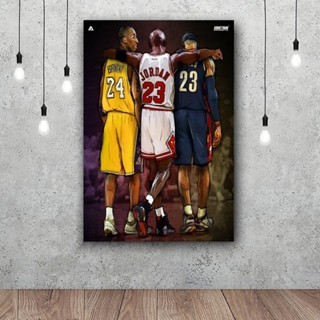 Jordan Kobe Bryant LeBron James Wall Art Poster ผ้าใบพิมพ์สำหรับตกแต่งห้องนั่งเล่น