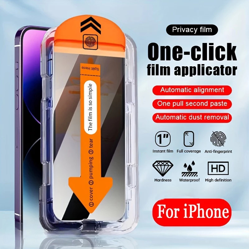 ฟิล์มกระจกพร้อมบล็อกสำหรับติดฟิล์มแบบง่ายๆได้ด้วยตัวเองสำหรับFor iPhone 17 16 15 11 12 13 14 Pro Max