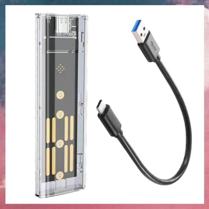 M2 SSD กรณี M.2 NVME SSD แบบพกพา USB3.1 Type-C SSD โปร่งใส Hard Disk Case 5Gbps สําหรับ PC