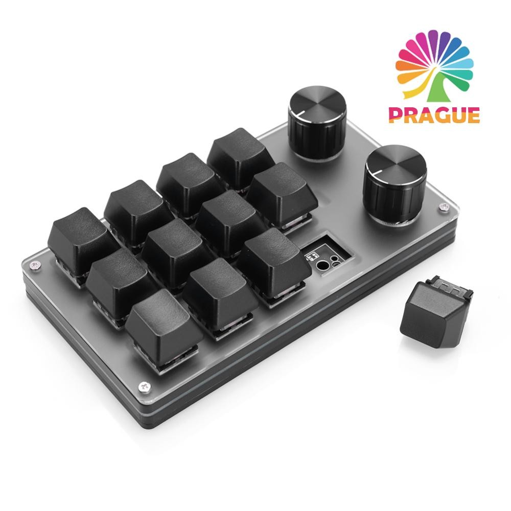12 Key 2 Knob Mechanical Macropad บลูทูธ/แบบมีสายสําหรับ Office Gaming A [prague.th]
