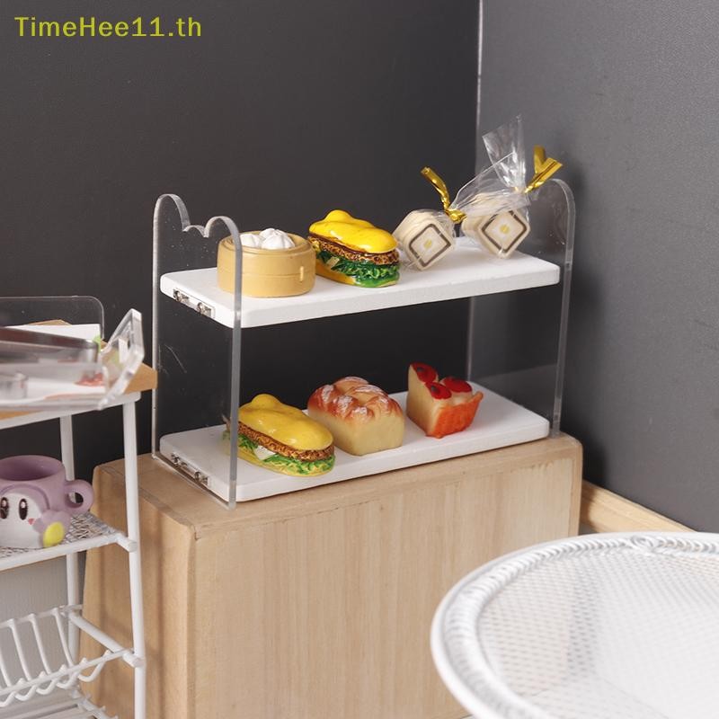 Timehee 1:12 Dollhouse Miniature Storage Rack อาหารขาตั้งจอแสดงผล Mini ชั้นวางชั้นวางหนังสือชั้นวางดอกไม้เค้กขนมปังชั้นวางของของเล่น TH
