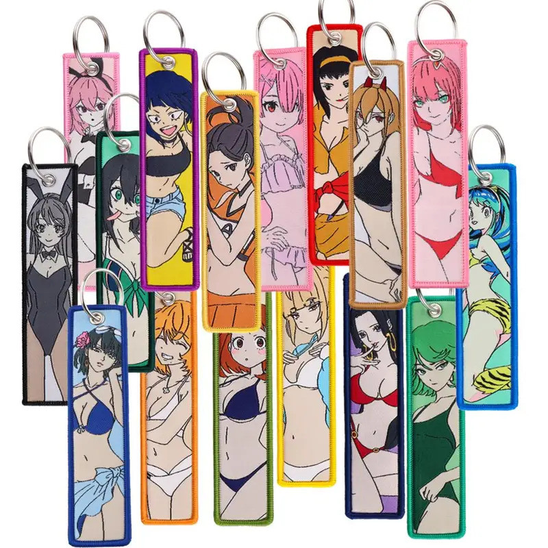 อะนิเมะ Cool คอสเพลย์ตัวอักษร Key Tag เย็บปักถักร้อย Key Chain Key Fobs สําหรับรถยนต์กระเป๋าเป้สะพายหลัง Key แหวนของขวัญ