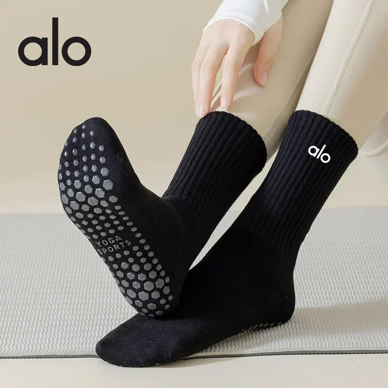 alo yoga,ถุงเท้ากาวถุงเท้าผ้าฝ้ายกันลื่นเต้นรำในร่มฟิตเนสมืออาชีพกันลื่นกลางท่อกันลื่นยาว