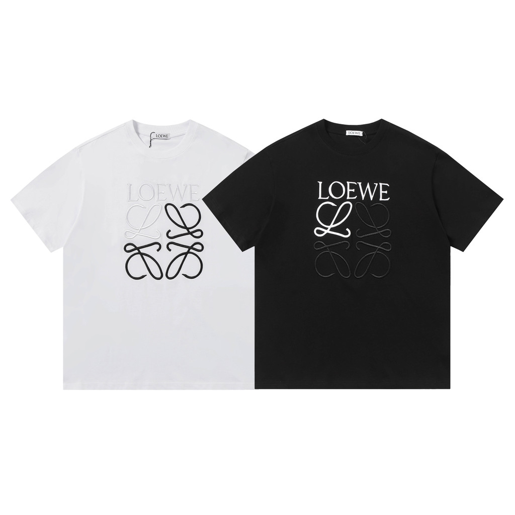 Lwe - เสื้อยืดลําลองทรงหลวมแฟชั่นแขนสั้นสําหรับผู้ชายและผู้หญิง