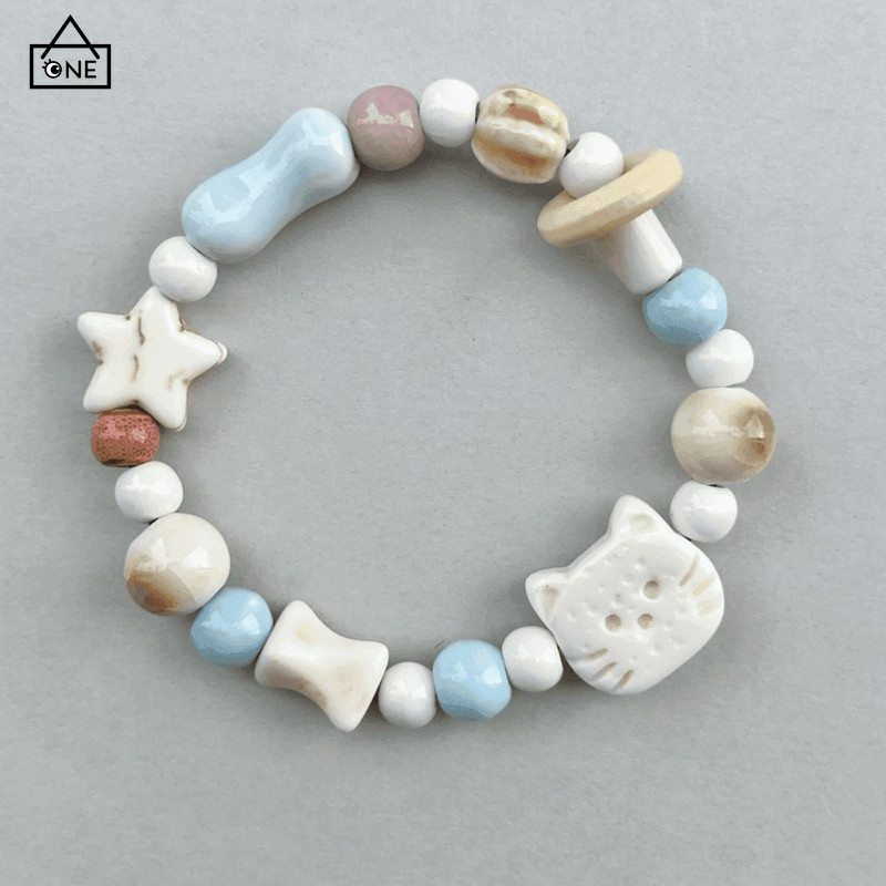 COD❤️สร้อยข้อมือลูกปัดแมวน้อยน่ารักละเอียดอ่อนวินเทจสไตล์จีนระดับไฮเอนด์เครื่องประดับผู้หญิง-a.one