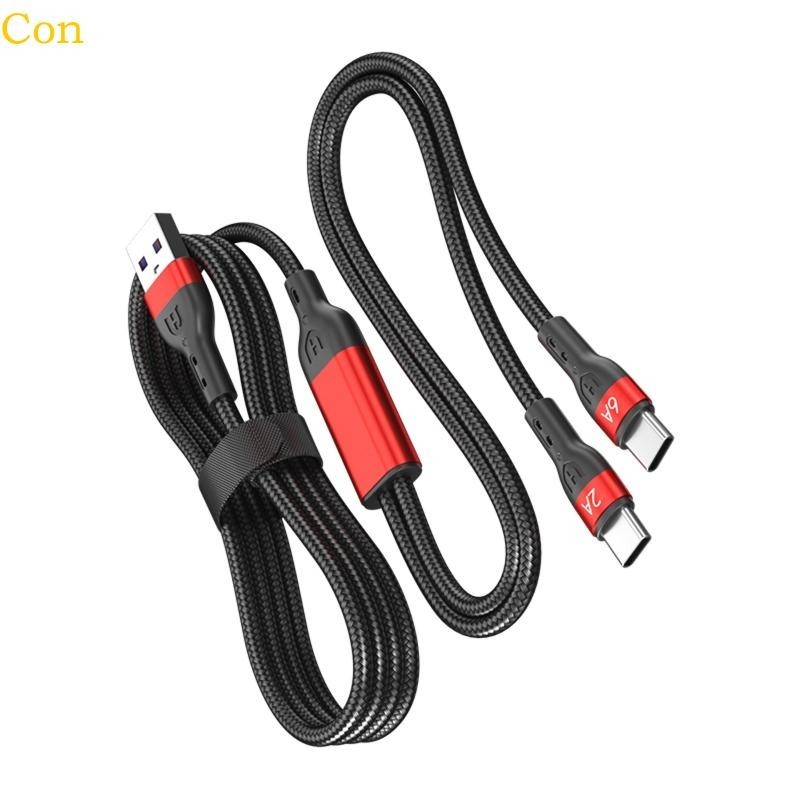 Con สายชาร์จ USB เป็น Type-C 1 เป็น 2 ขนาด 150 ซม. สําหรับโทรศัพท์มือถือ แท็บเล็ต 66W