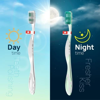 SET ชุดเซ็ทแปรง Daytime & Night Time Toothbrush แปรงสีฟันสำหรับกลางวันและกลางคืน ขจัดคราบพลัค