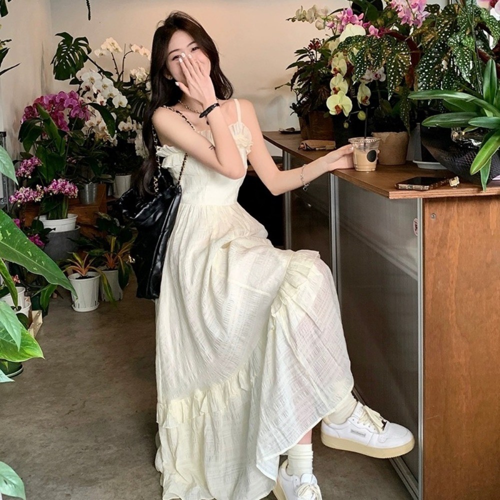 (จัดส่งจากประเทศไทย) กระโปรงยาวทรงสลิมเอวสูงสไตล์หวานฝรั่งเศสแบบใหม่ - รูปที่ 6