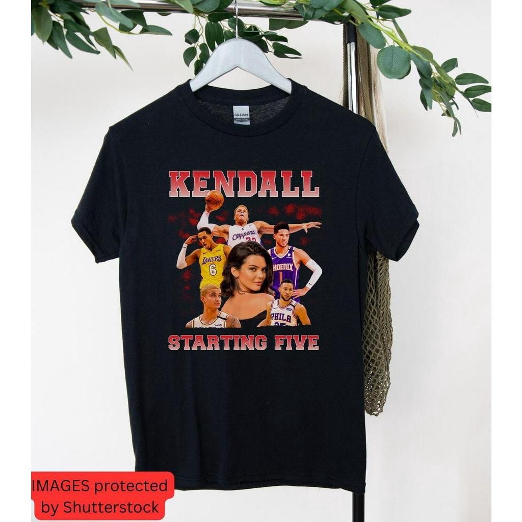 คอกลม เสื้อเชิ้ต ลาย Kendall Jenner Starting Five KUWTK สําหรับผู้ชาย