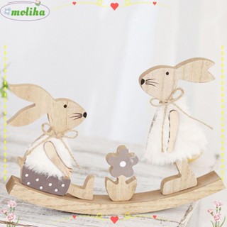 Moliha จี้ไม้ รูปกระต่ายอีสเตอร์น่ารัก สําหรับแขวนตกแต่งบ้าน