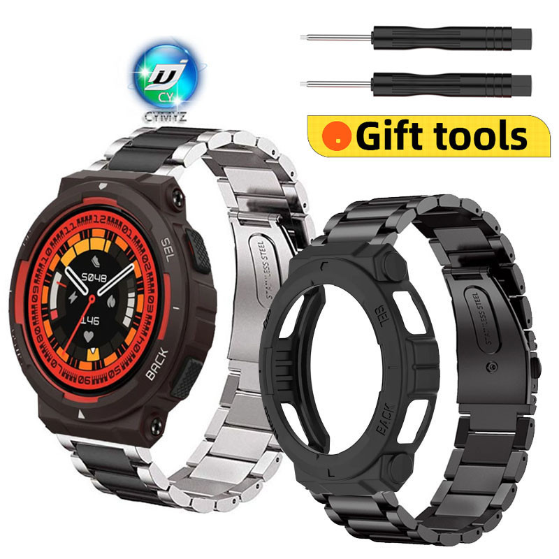 Amazfit Active Edge สายรัดโลหะ สายรัดข้อมือกีฬา huami Amazfit Active Edge เคส TPU นิ่ม เคสป้องกัน