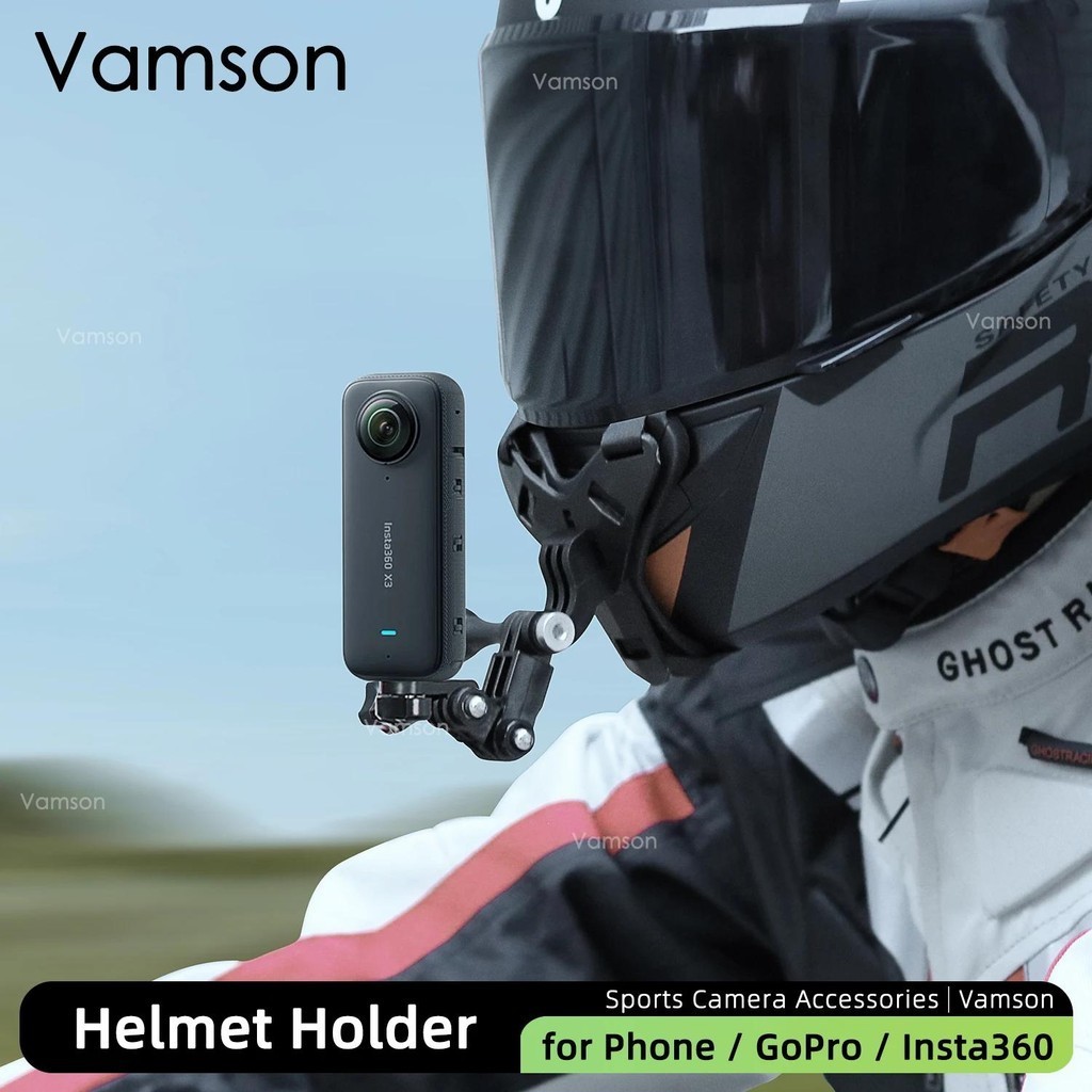 Vamson สําหรับ Insta360 One x2 x3 x4 X5 อุปกรณ์เสริมรถจักรยานยนต์สายคล้องคอ Chin Stand Mount สําหรับ GoPro Hero13 12 11 10 9 8 7 สําหรับ Insta360 X5 Action 5PRO/4/3 กระเป๋า 3