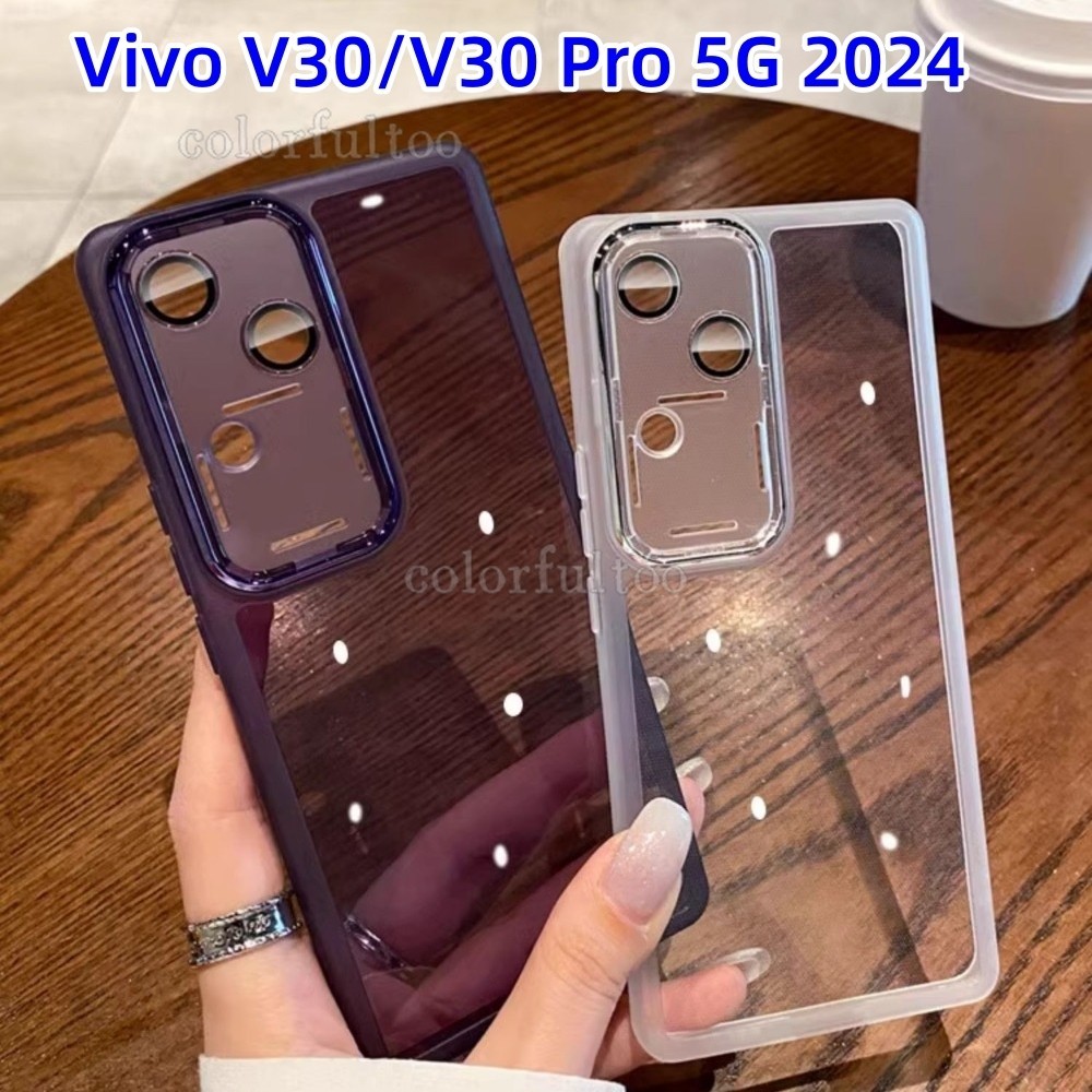 สีสันชุบอ่อนสําหรับ Vivo V40 V30 Pro V30Pro V 30E V30e VivoV30 5G 2024 ซิลิโคนกันกระแทกเคสโทรศัพท์ Ultra Thin โปร่งใสกล้องป้องกันกันชนปกหลัง