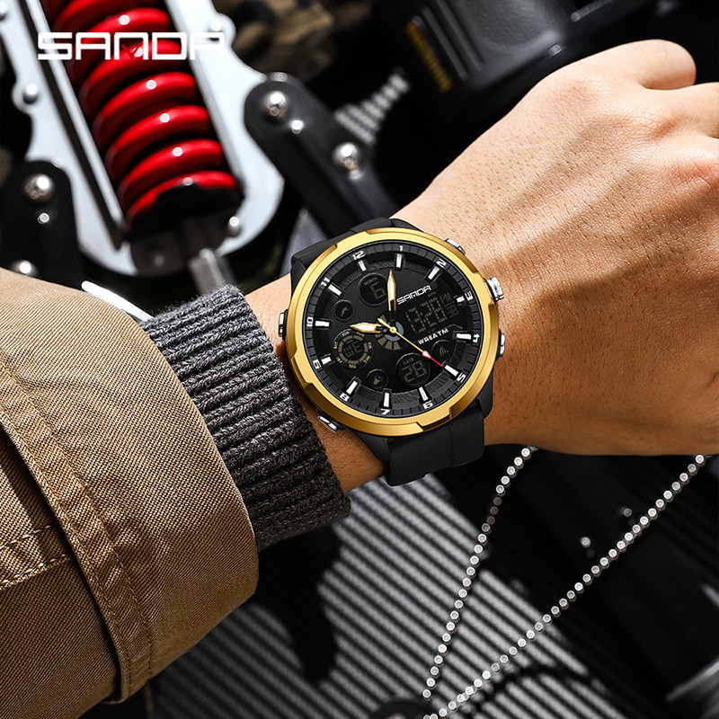 Sanda ใหม่ นาฬิกาข้อมืออิเล็กทรอนิกส์ แฟชั่น กันน้ํา อเนกประสงค์ สําหรับผู้ชาย SD9053 - รูปที่ 4