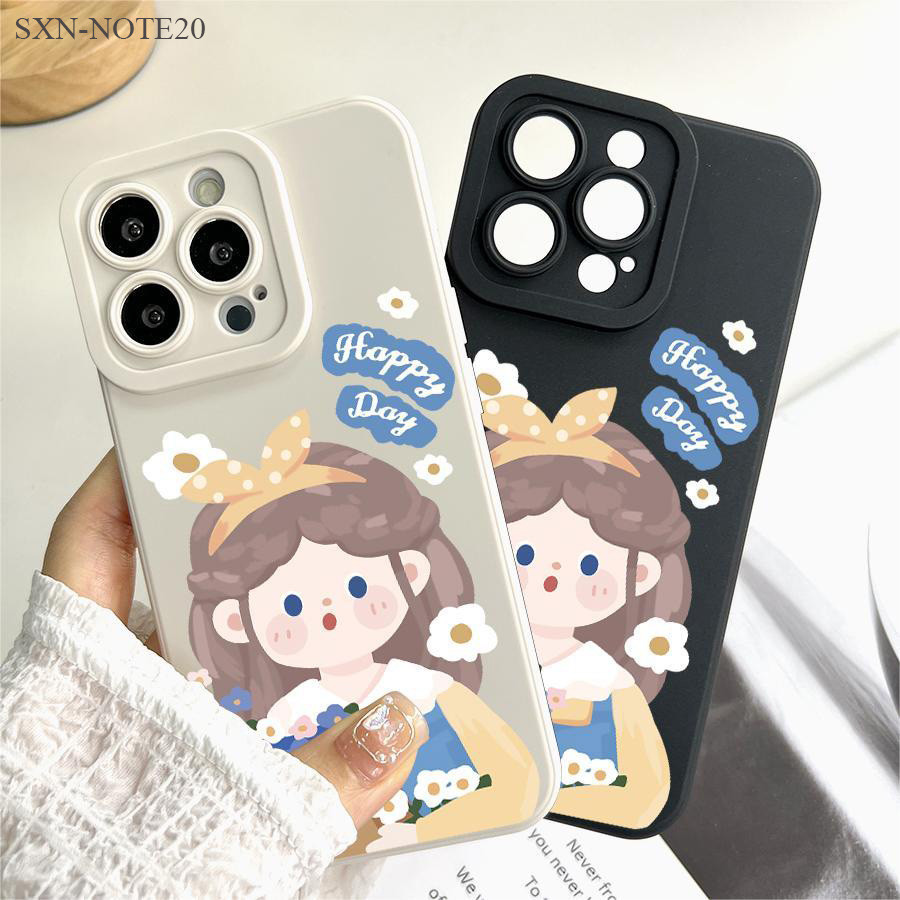 Samsung Galaxy Note 20 10 9 8 Lite Plus Ultra เคสซัมซุง สำหรับ Cartoon Girl เคส เคสโทรศัพท์