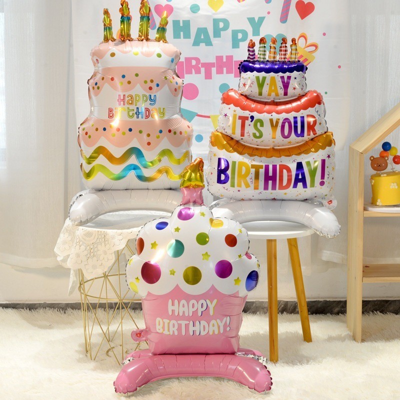 ลูกโป่งฟอยล์อลูมิเนียม ขนาดใหญ่ สําหรับตกแต่งเค้กวันเกิดเด็ก