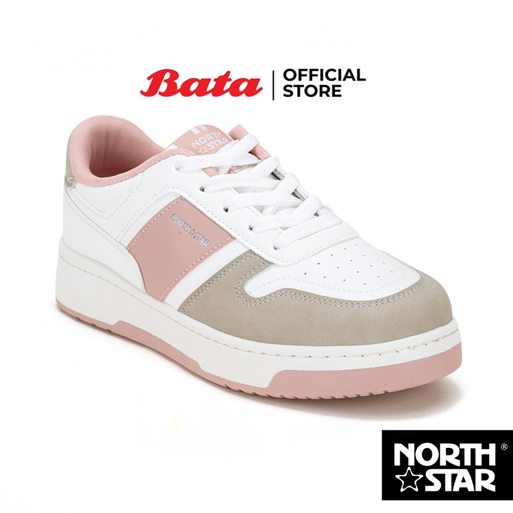 Bata บาจา by North Star รองเท้าผ้าใบสนีคเกอร์แบบผูกเชือก ดีไซน์เท่ห์ สวมใส่ง่าย สำหรับผู้หญิง สีเทา 5202122 สีชมพู 5205122