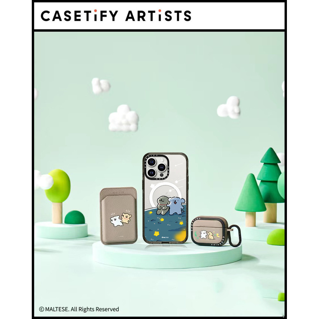 Casetify X Maltese เคสโทรศัพท์มือถืออะคริลิค TPU แบบแข็ง ขอบแม่เหล็ก มีสายรัดด้านข้าง สําหรับ Apple IPhone 11 12 13 14 15 Pro Max