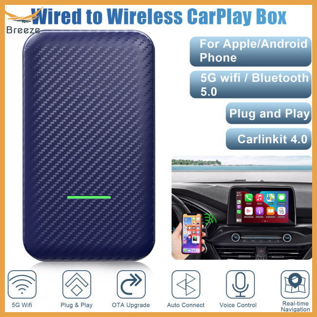 Breeze Carlinkit อะแดปเตอร์รถยนต์ 4.0 เข้ากันได้กับ Carplay To Wireless สําหรับ Carplay Android Auto Box