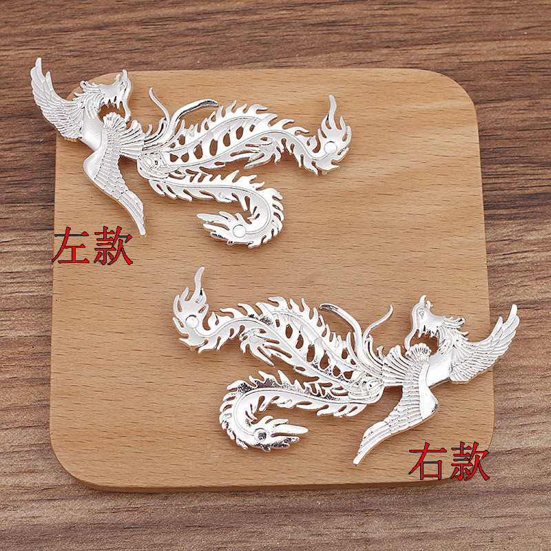 2pcs Alloy Phoenix DIY เครื ่ องประดับอุปกรณ ์ เสริม Headwear เจ ้ าสาวอุปกรณ ์ เสริมผม Handmade วัสดุ 80 * 38 มม . - รูปที่ 4