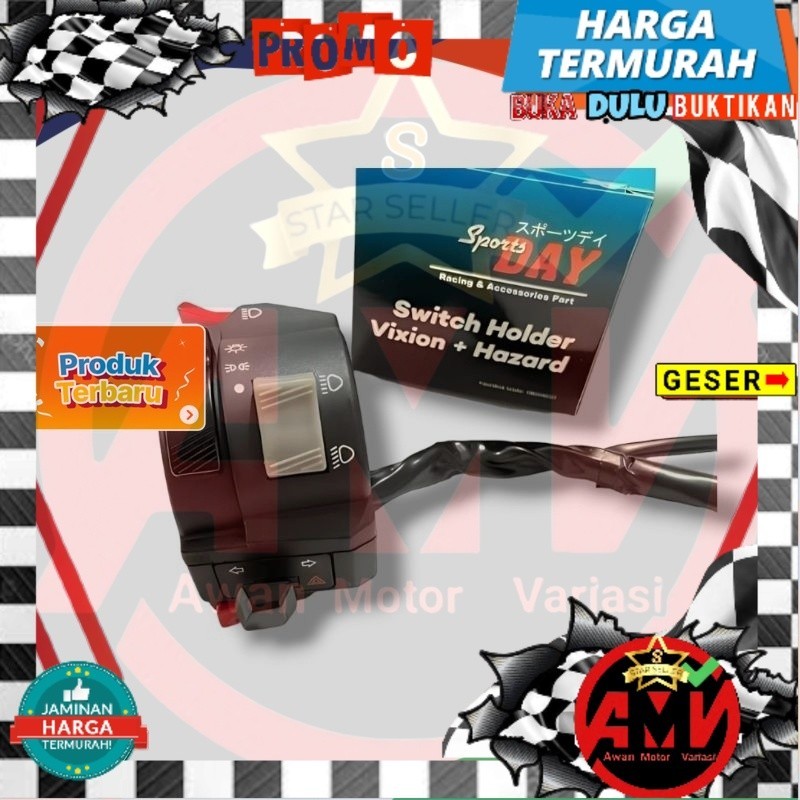TOMBOL ปุ่มสวิตช์มอเตอร์ไซค์ / VIXION DAY LEFT switch ples hadzrat / ปุ่มสวิตช์มอเตอร์ไซค์ / สากล / 