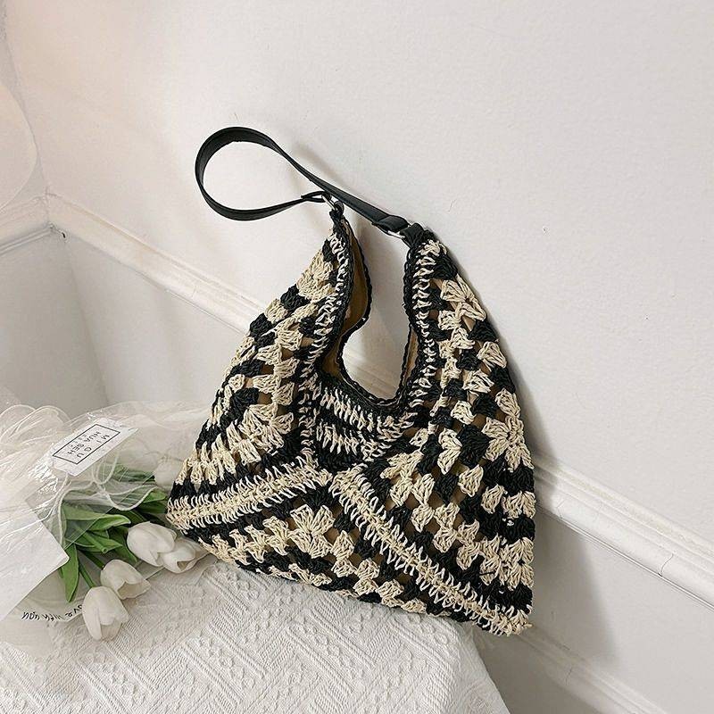 SENSES// Fashion Commuter Large Capacity Holiday Straw Bag 2024 Seaside Beach Woven Bag Fashion out 