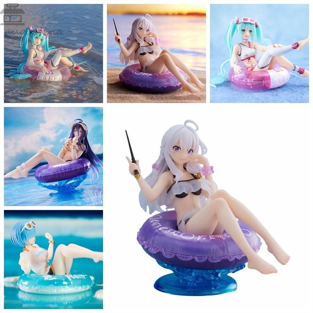 Augustina ฟิกเกอร์ตุ๊กตาฟิกเกอร์ อนิเมะ Hatsune Miku Aqua Float Sit Swimming Ring Elaina Kawaii ชุดว่ายน้ํา ของสะสม