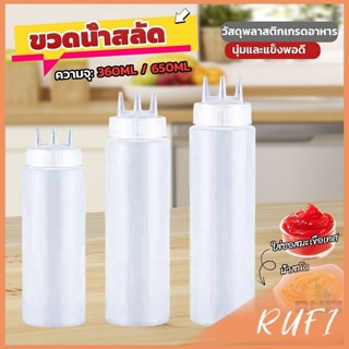 RUFI ขวดน้ำสลัด ขวดบีบซอสพลาสติก ขวดแยม 3 รู ฝาครอบ Condimen…
